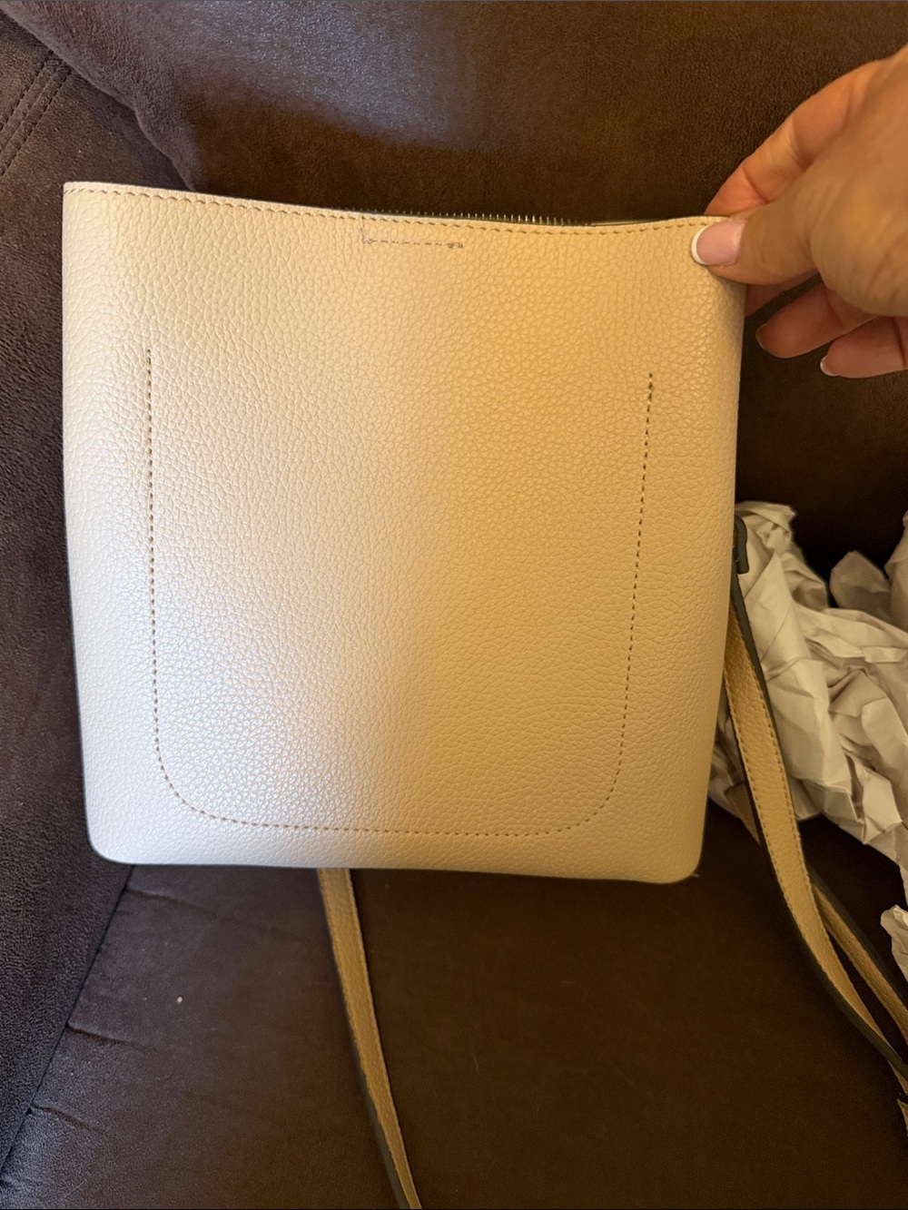 Nanette Lepore Cream Pebbled Leather Crossbody - Picture 7 of 8